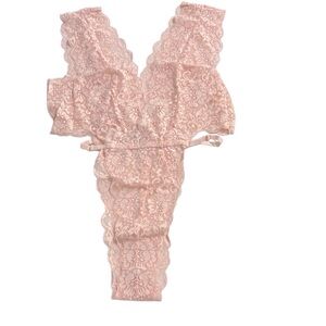 We Are HAH x Free People Lace Bodysuit Cut To The Chase Blush Sexy Romantic XL